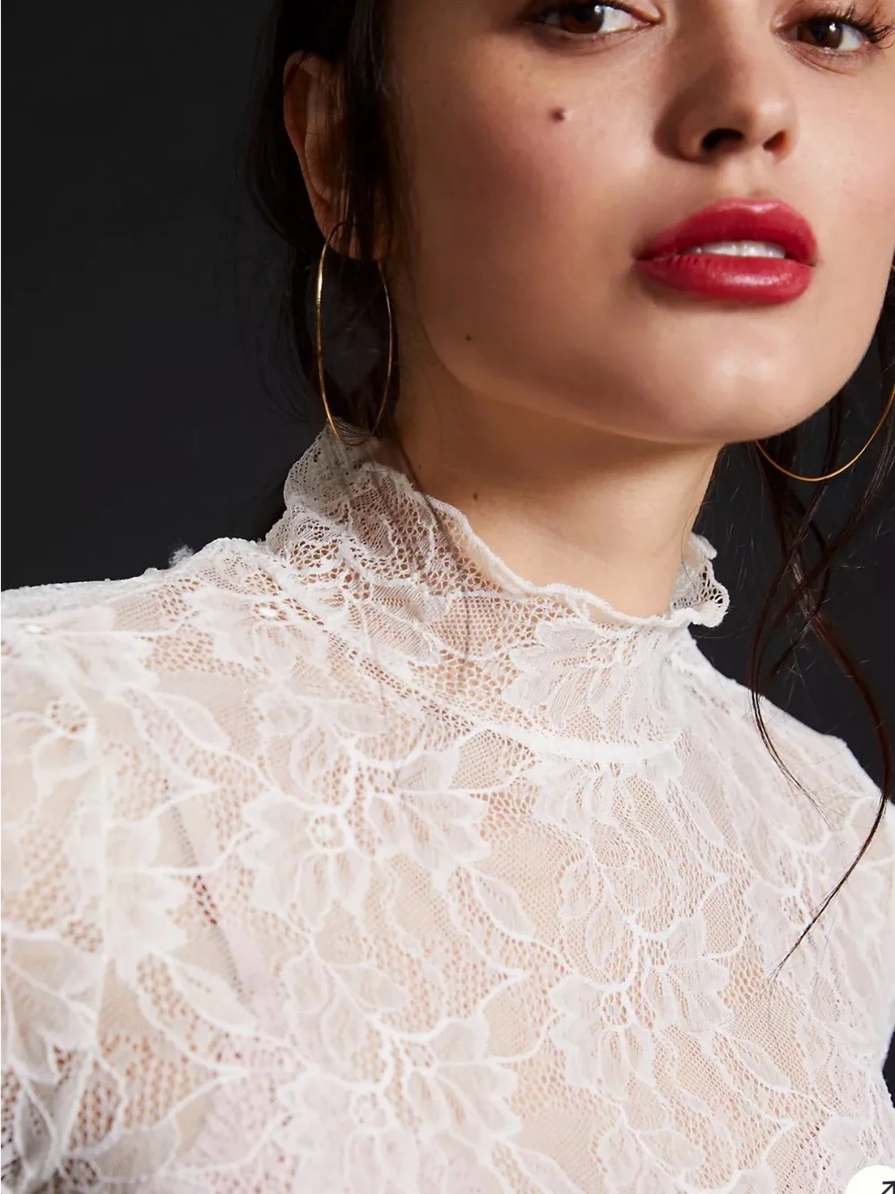By Anthropologie Lace Top for Layering Ivory Small